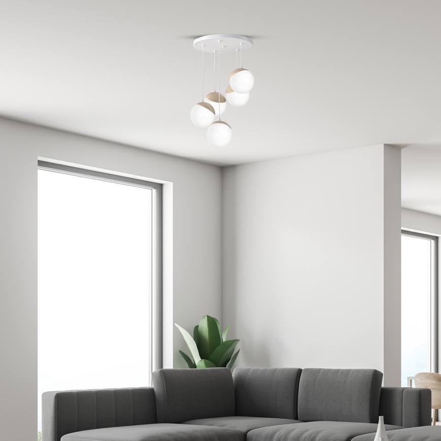 Luster na sajli SFERA WOOD 5xE14/40W/230V