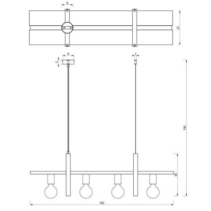 Luster na sajli SHELF 4xE27/60W/230V