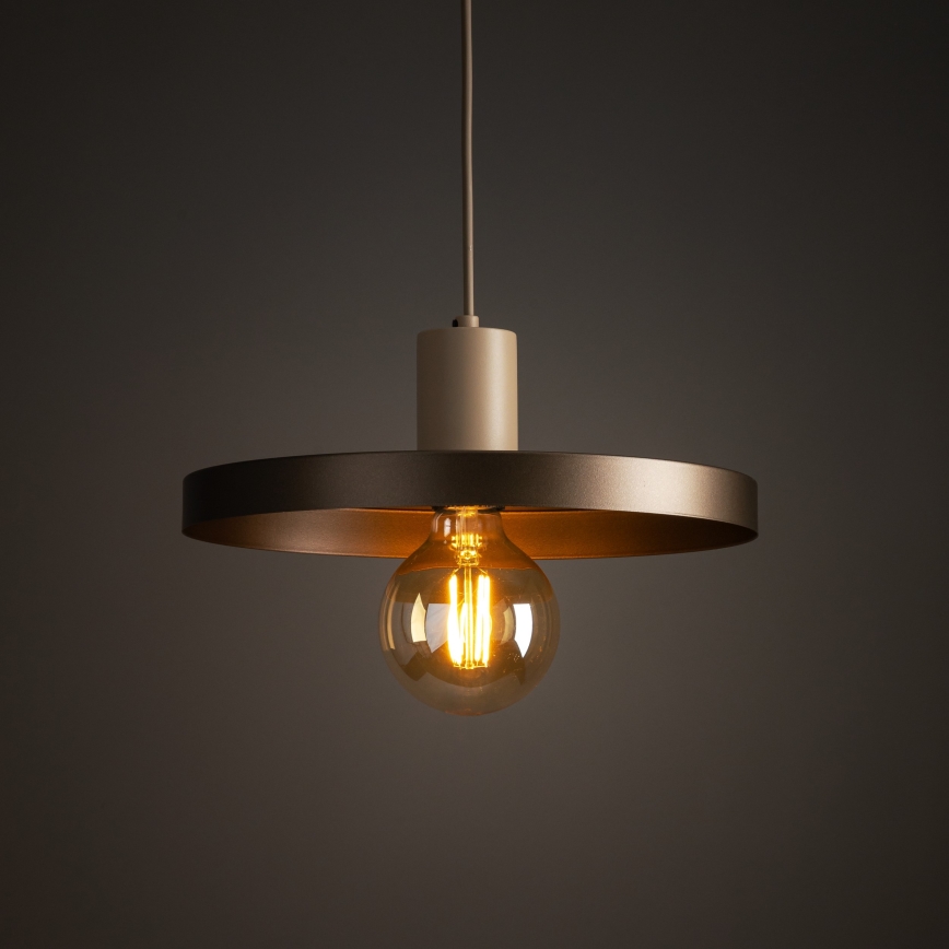 Luster na sajli SILA 1xE27/15W/230V pr. 30 cm smeđa/bež