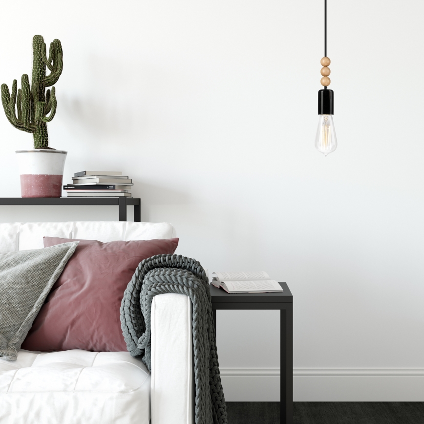 Luster na sajli SIMON 1xE27/60W/230V crna/bukva