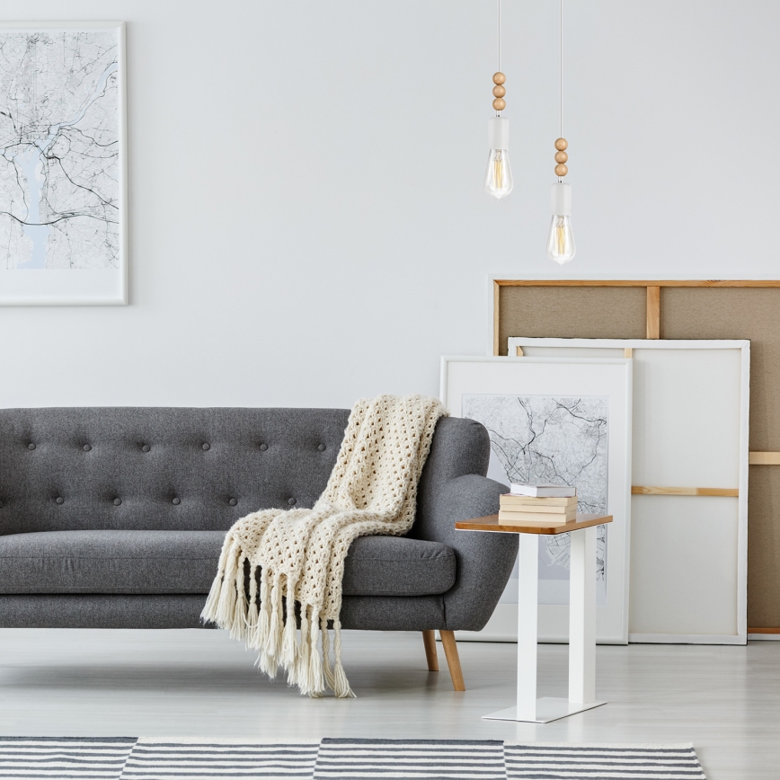 Luster na sajli SIMON 2xE27/60W/230V bijela/bukva
