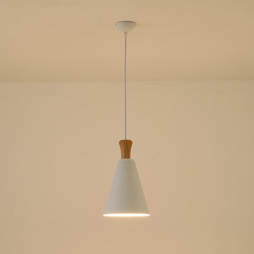 Luster na sajli SIMPLO 1xE27/15W/230V bijela pr. 20 cm