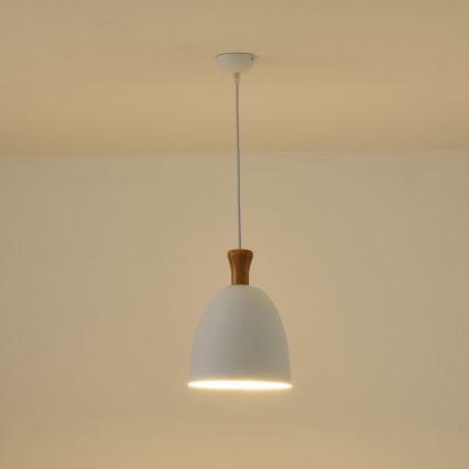 Luster na sajli SIMPLO 1xE27/15W/230V bijela pr. 23 cm