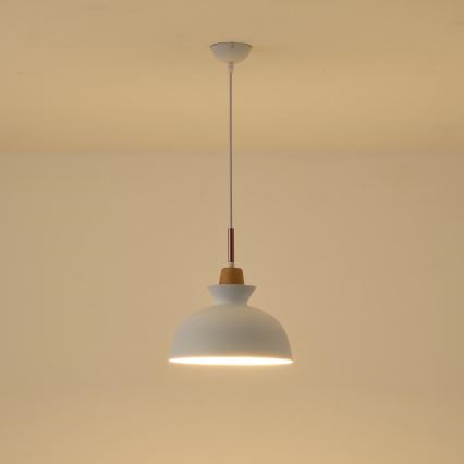 Luster na sajli SIMPLO 1xE27/15W/230V bijela pr. 28 cm