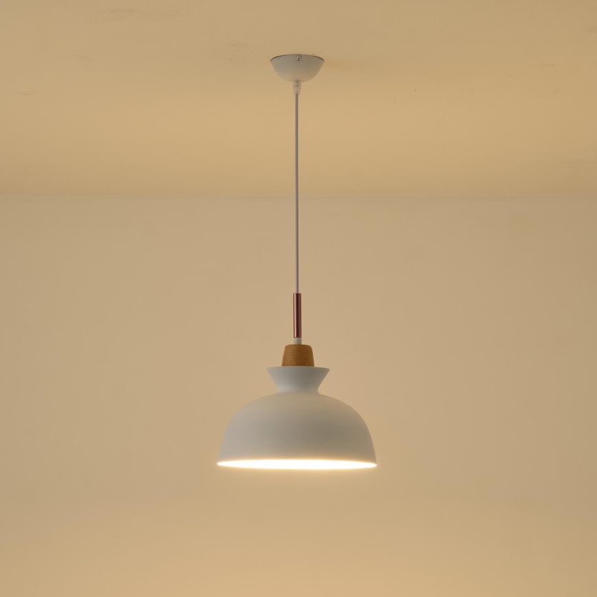 Luster na sajli SIMPLO 1xE27/15W/230V bijela pr. 28 cm
