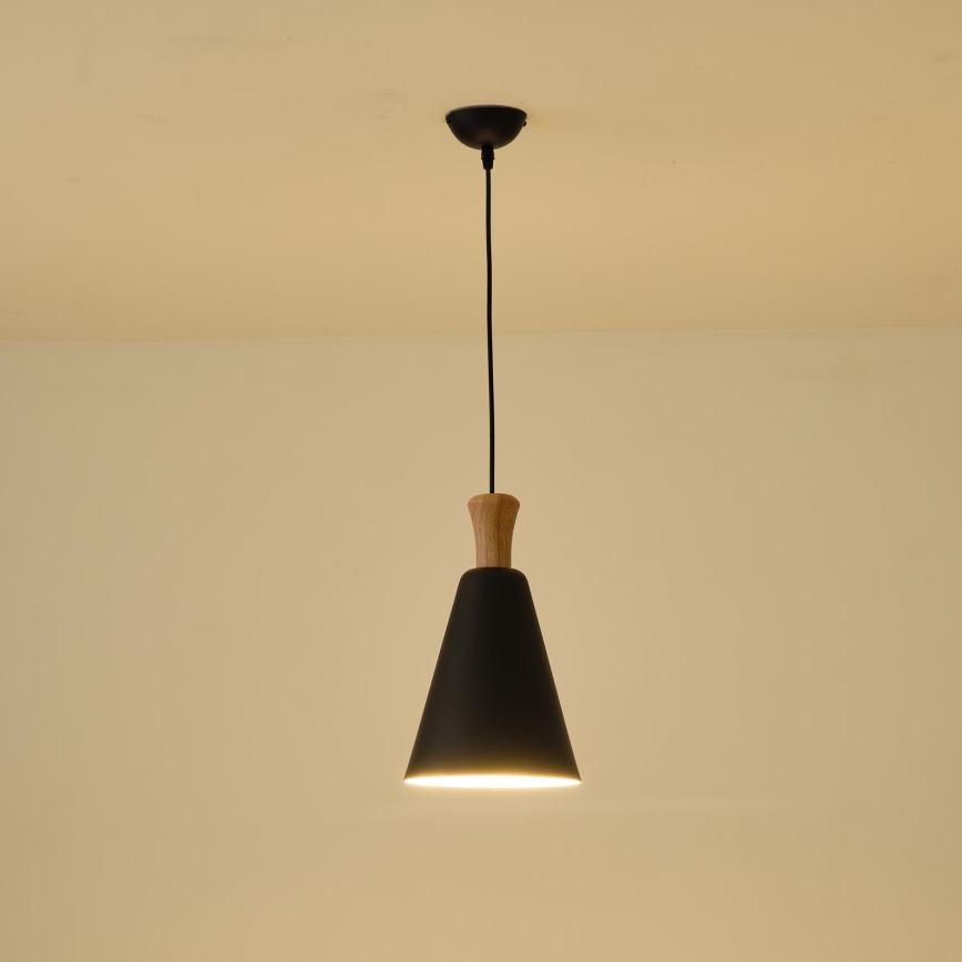 Luster na sajli SIMPLO 1xE27/15W/230V crna pr. 20 cm