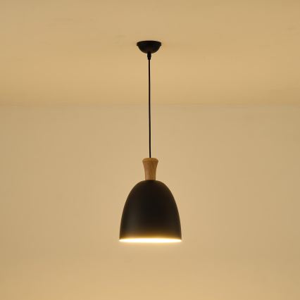 Luster na sajli SIMPLO 1xE27/15W/230V crna pr. 23 cm