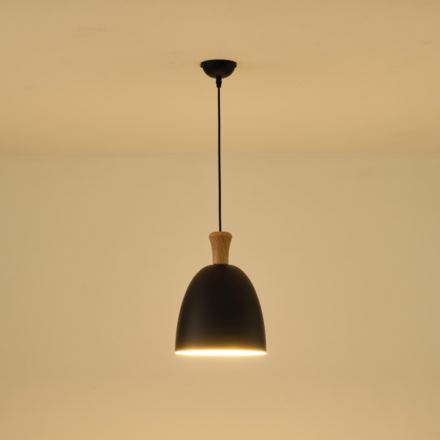 Luster na sajli SIMPLO 1xE27/15W/230V crna pr. 23 cm