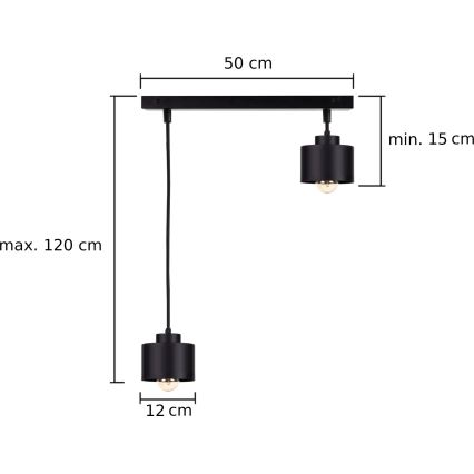 Luster na sajli SIMPLY BLACK 2xE27/60W/230V