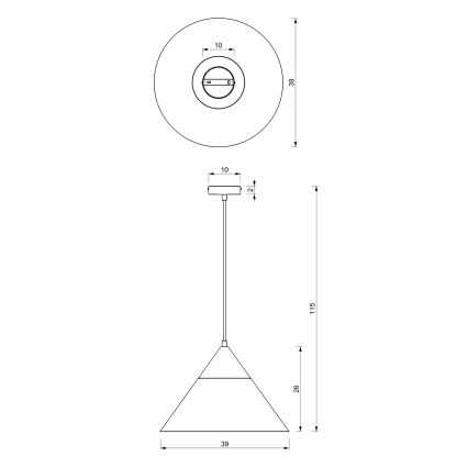 Luster na sajli SINGLE 1xE27/15W/230V mesing/bukva