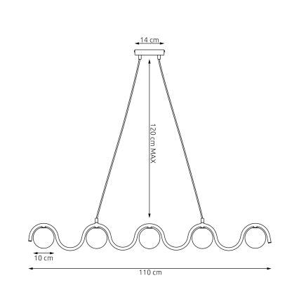 Luster na sajli SINUS 5xG9/8W/230V bijela
