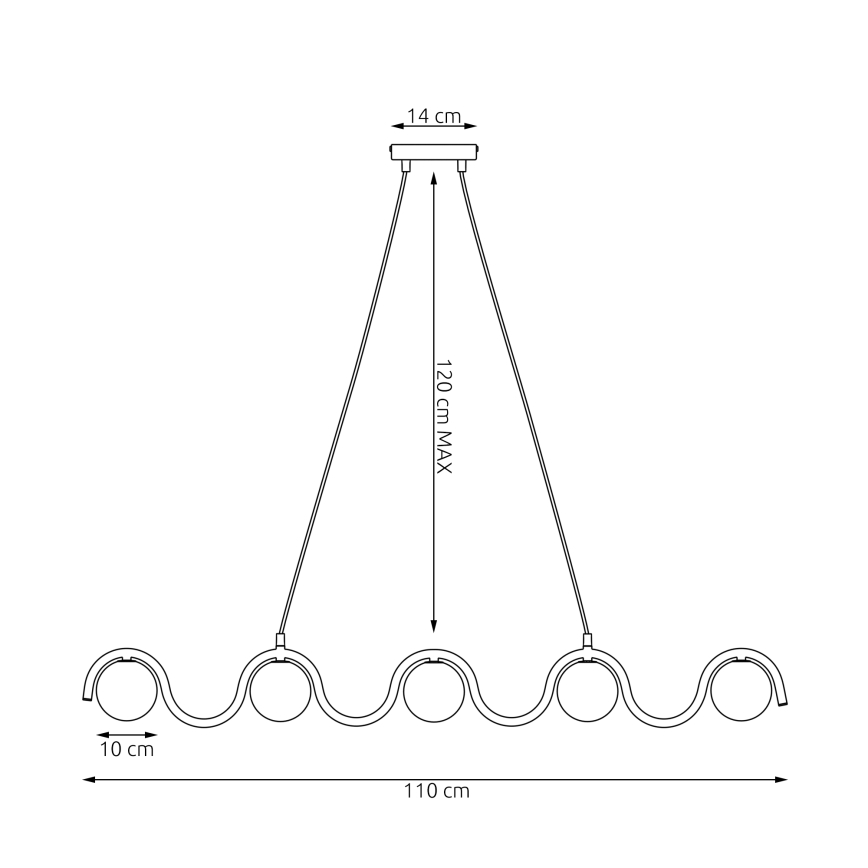 Luster na sajli SINUS 5xG9/8W/230V crna