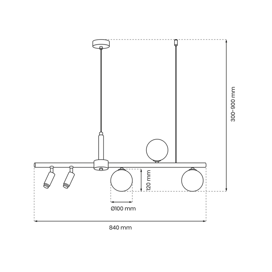 Luster na sajli SIRIO 5xG9/25W/230V crna