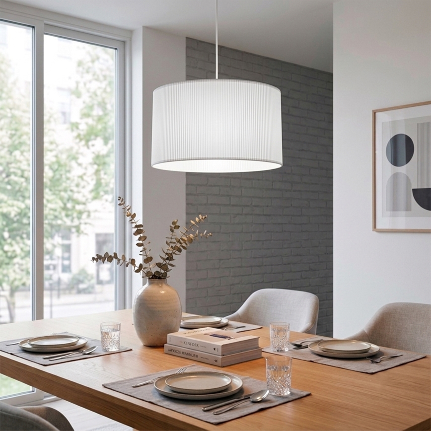 Luster na sajli SIRJA PLISADO 1xE27/15W/230V promjer 35 cm bijela