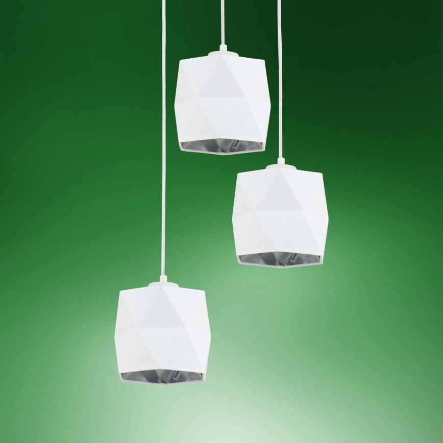 Luster na sajli SIRO 3xE27/15W/230V bijela/srebrna