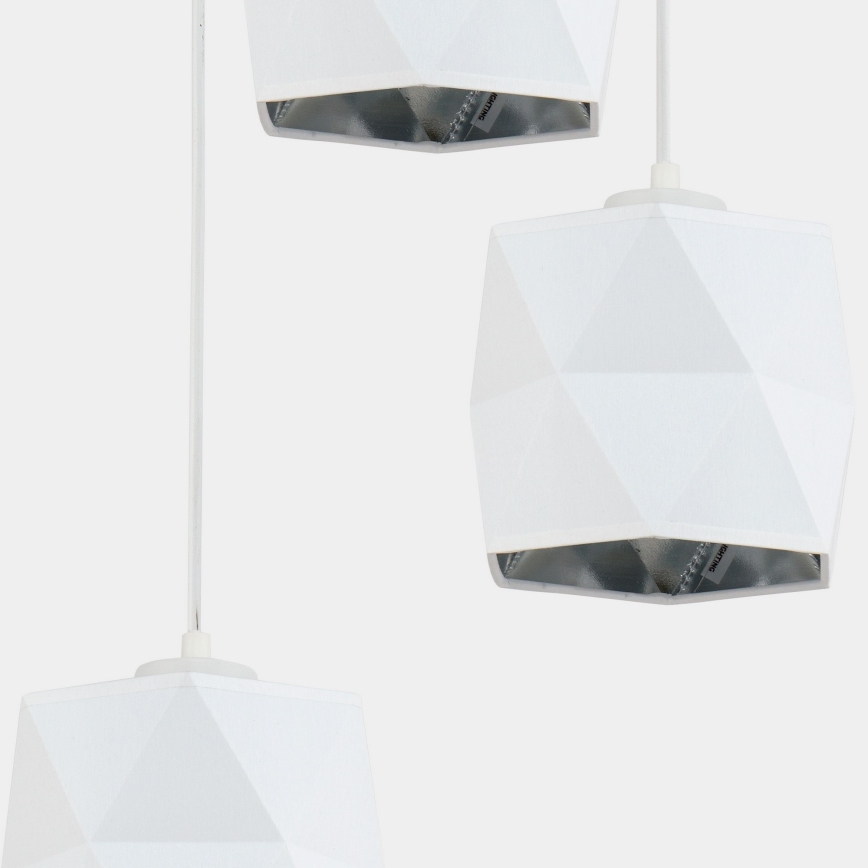 Luster na sajli SIRO 3xE27/15W/230V bijela/srebrna