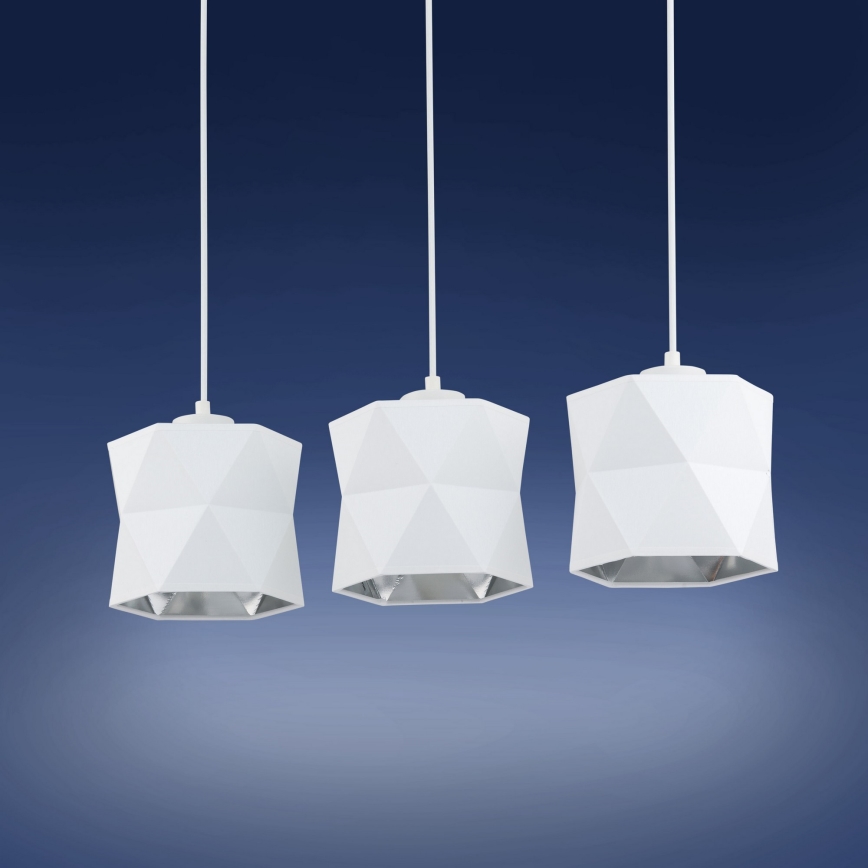 Luster na sajli SIRO 3xE27/15W/230V bijela/srebrna