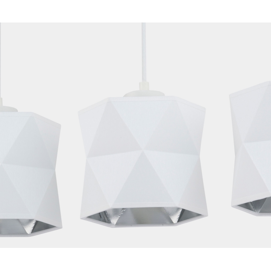 Luster na sajli SIRO 3xE27/15W/230V bijela/srebrna