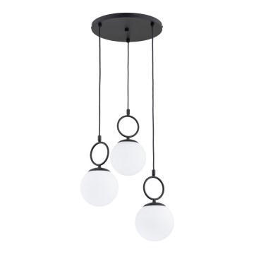 Luster na sajli SITRO 3xE14/10W/230V crna/bijela
