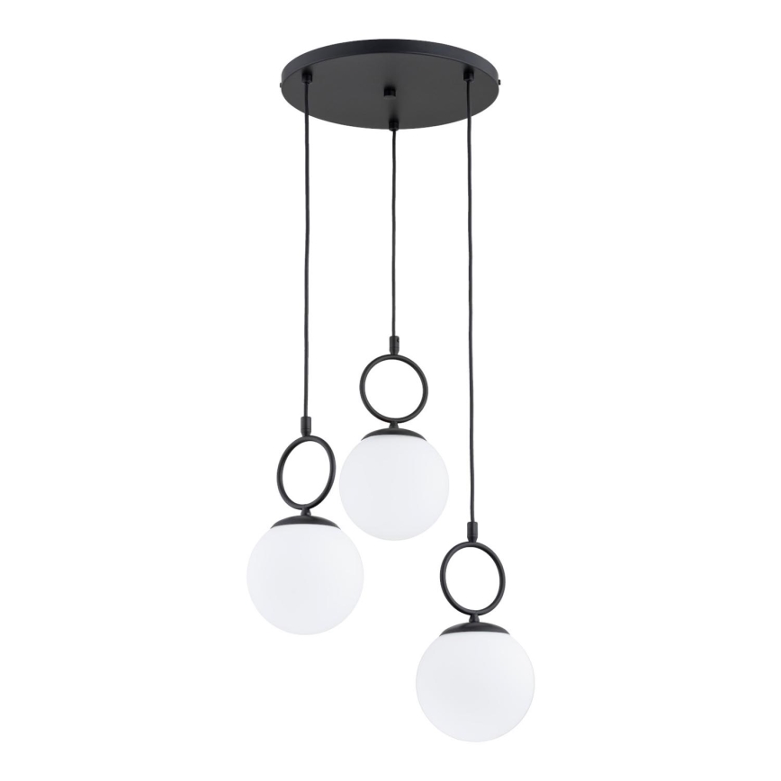 Luster na sajli SITRO 3xE14/10W/230V crna/bijela