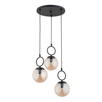 Luster na sajli SITRO 3xE14/10W/230V crna/dimna bež