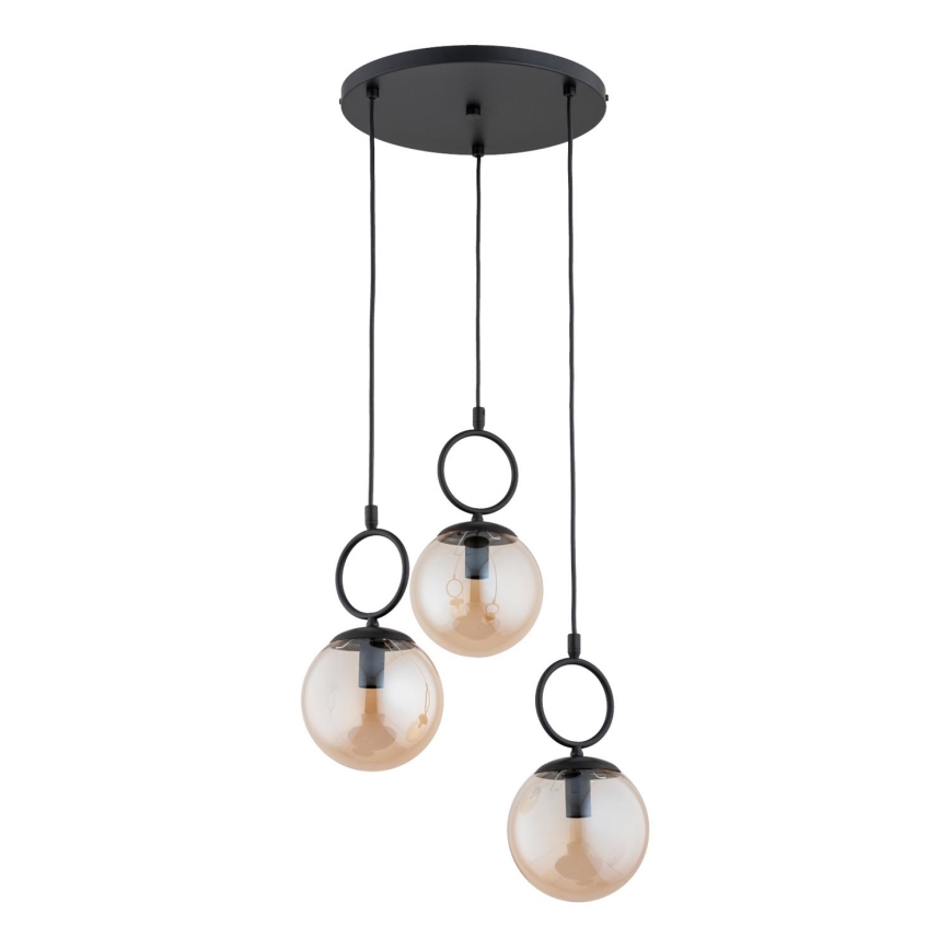 Luster na sajli SITRO 3xE14/10W/230V crna/dimna bež