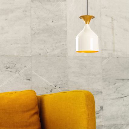 Luster na sajli SIVANI 1xE27/40W/230V bijela/bakrena