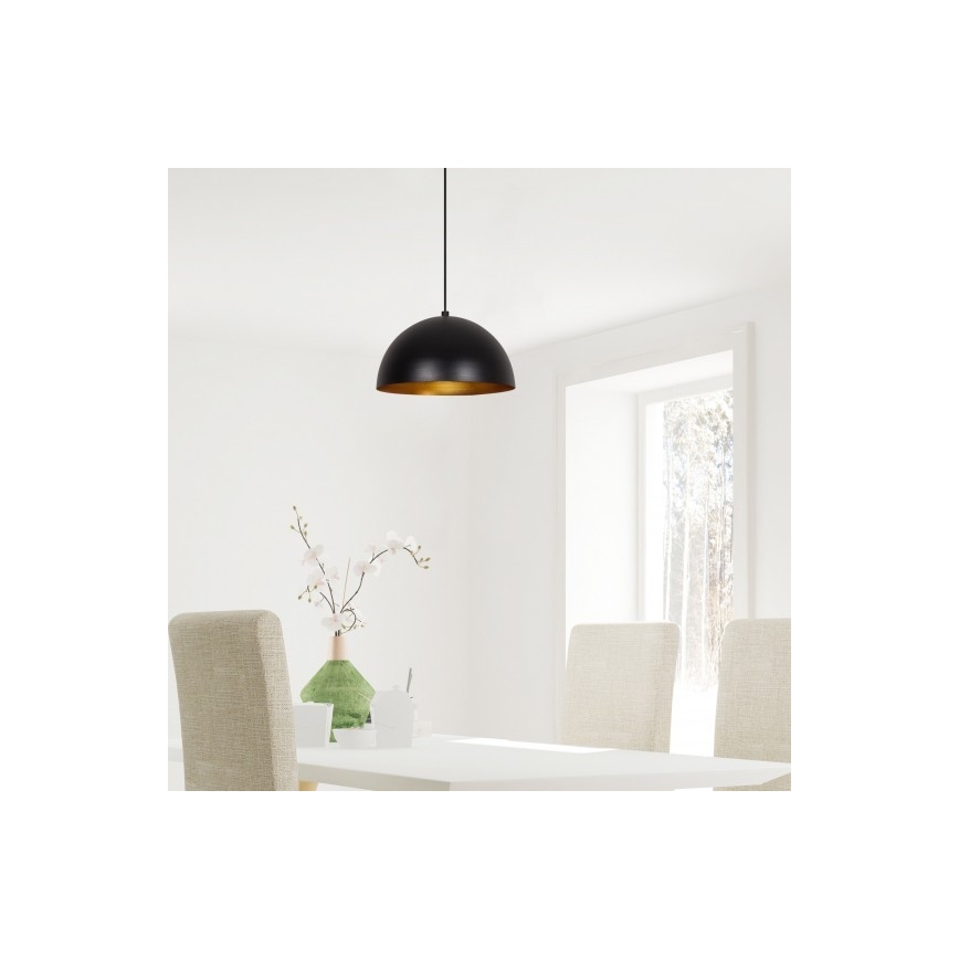 Luster na sajli SIVANI 1xE27/40W/230V Ø 30 cm crna/bakrena
