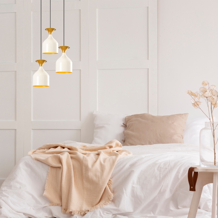 Luster na sajli SIVANI 3xE27/40W/230V bijeli/bakreni