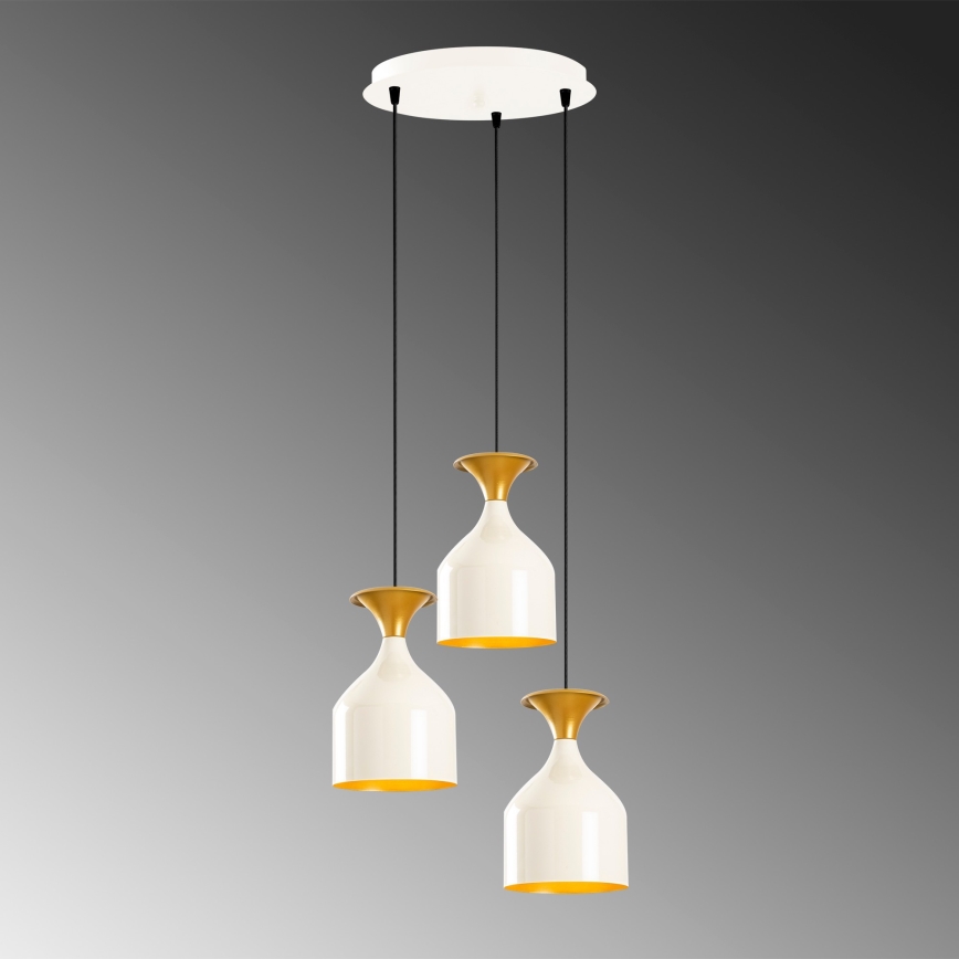 Luster na sajli SIVANI 3xE27/40W/230V bijeli/bakreni