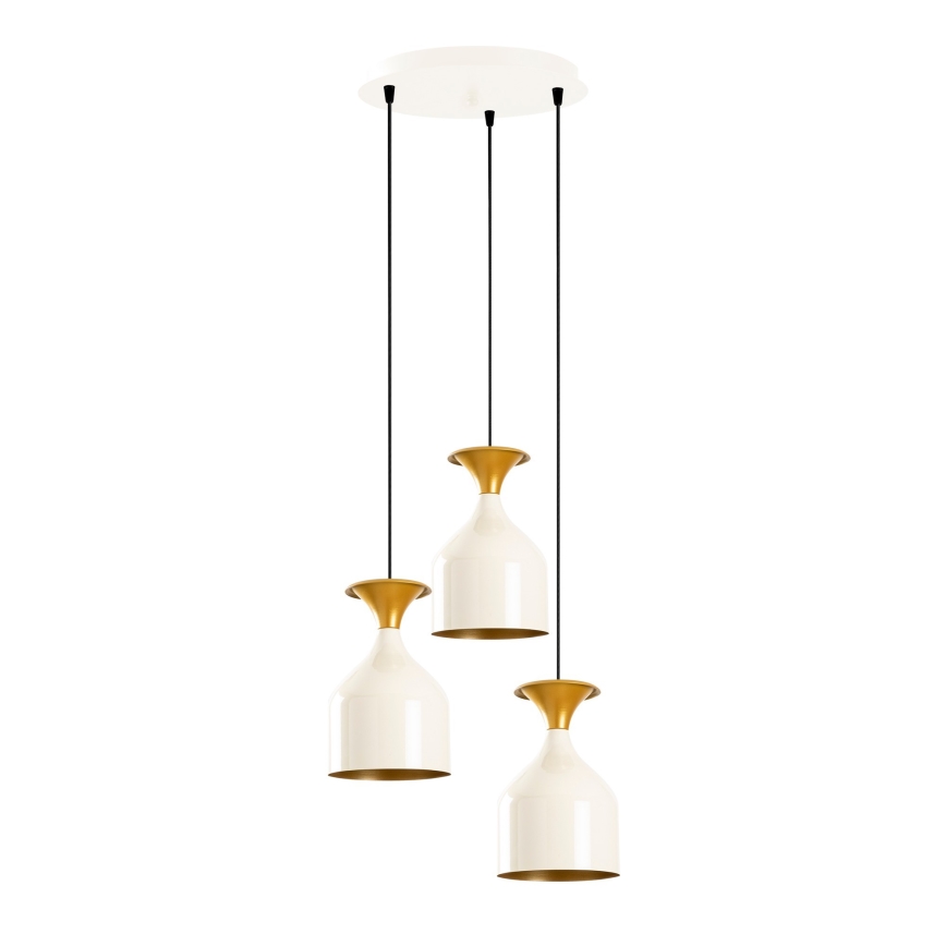 Luster na sajli SIVANI 3xE27/40W/230V bijeli/bakreni