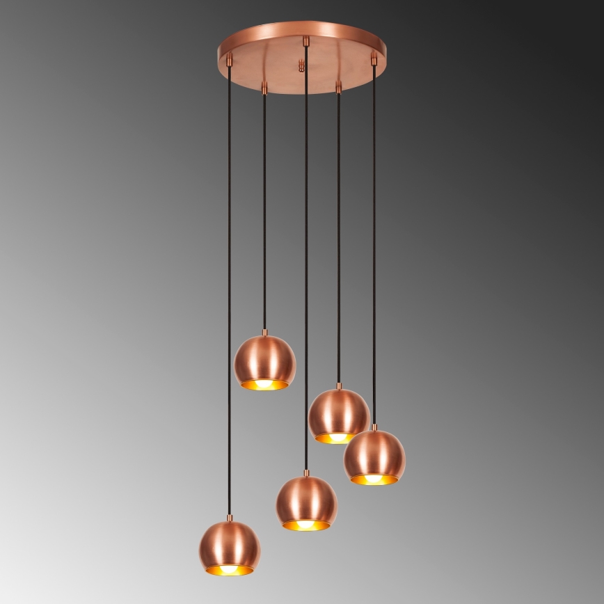 Luster na sajli SIVANI 5xE27/40W/230V bakrena