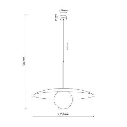 Luster na sajli SLATE 1xE27/15W/230V pr. 65 cm crna