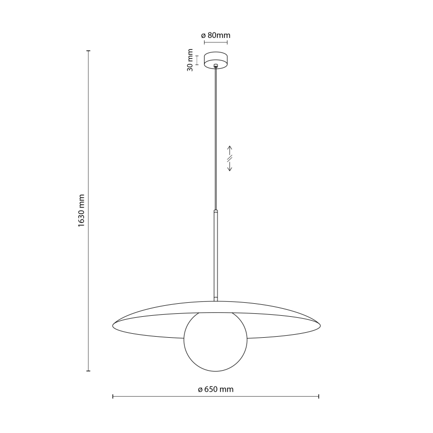 Luster na sajli SLATE 1xE27/15W/230V pr. 65 cm crna