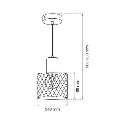 Luster na sajli SOBRESA 1xE27/60W/230V crna/drvo