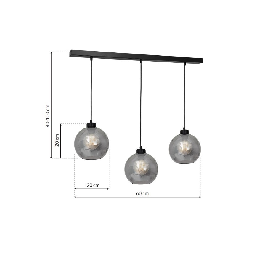 Luster na sajli SOFIA 3xE27/60W/230V crna