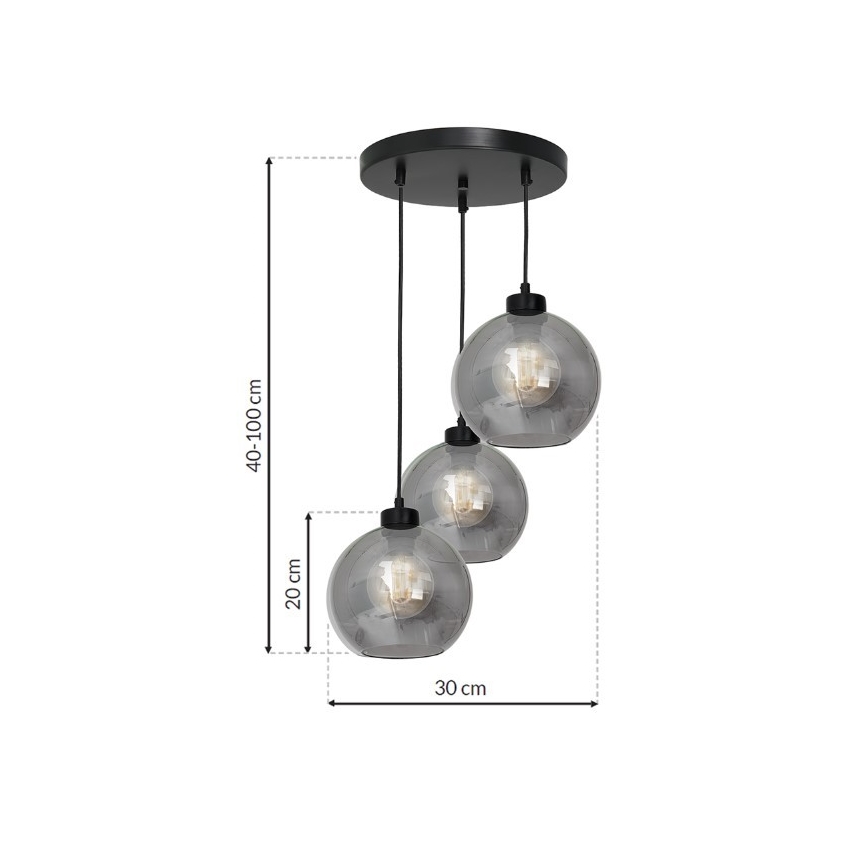 Luster na sajli SOFIA 3xE27/60W/230V crna