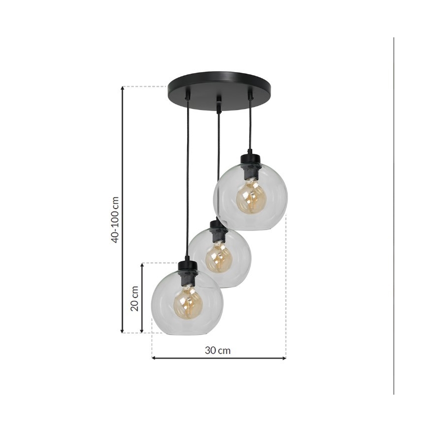 Luster na sajli SOFIA 3xE27/60W/230V prozirna