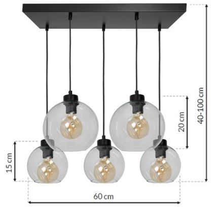 Luster na sajli SOFIA 5xE27/60W/230V prozirna