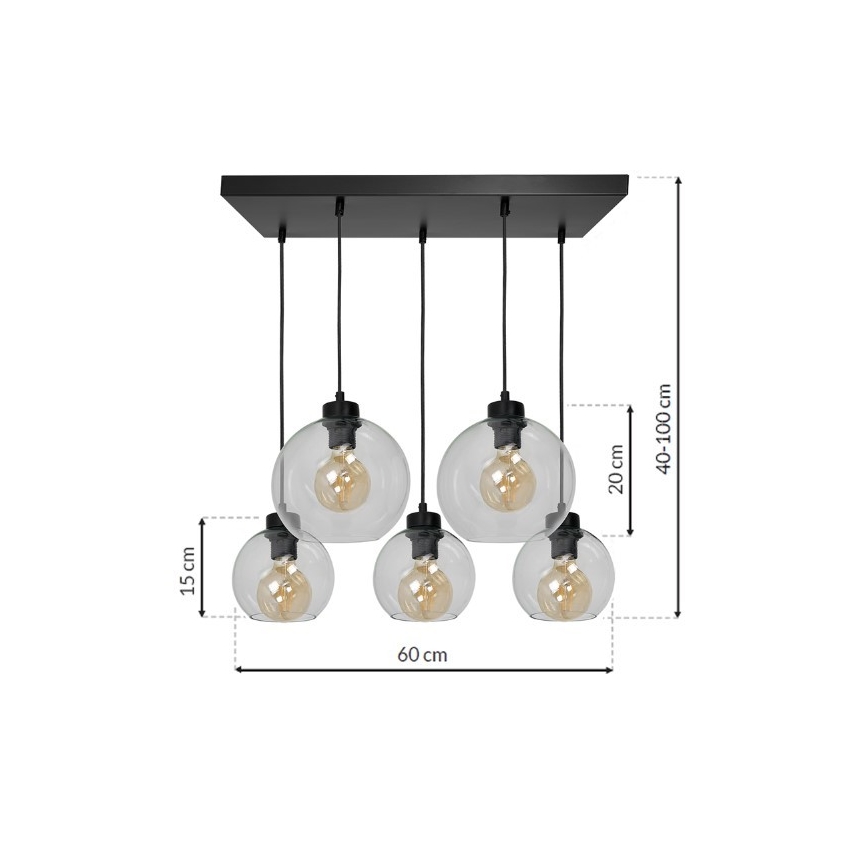 Luster na sajli SOFIA 5xE27/60W/230V prozirna