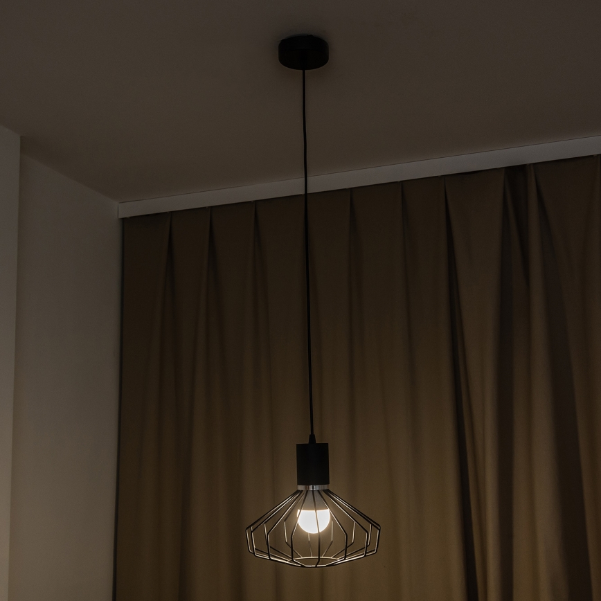 Luster na sajli SOLANO 1xE27/15W/230V crni/sjajni krom