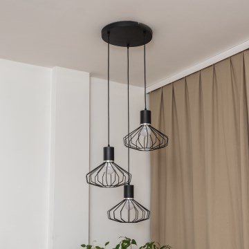Luster na sajli SOLANO 3xE27/15W/230V crna/sjajni krom