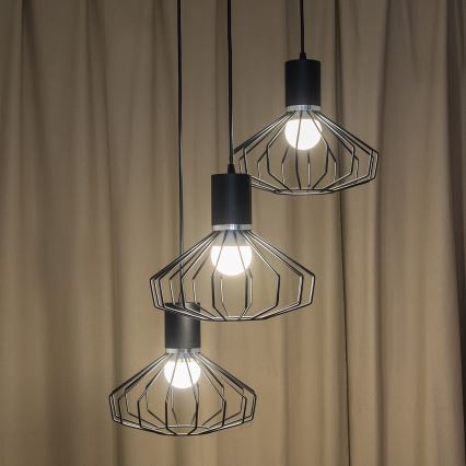 Luster na sajli SOLANO 3xE27/15W/230V crna/sjajni krom