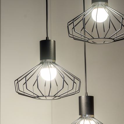 Luster na sajli SOLANO 3xE27/15W/230V crna/sjajni krom