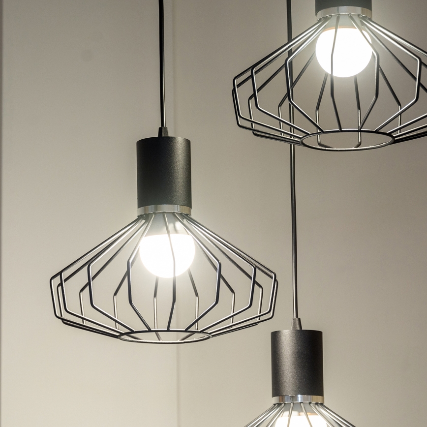 Luster na sajli SOLANO 3xE27/15W/230V crna/sjajni krom