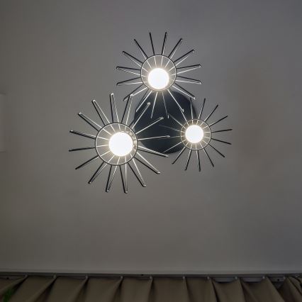 Luster na sajli SOLANO 3xE27/15W/230V crna/sjajni krom