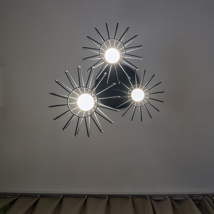 Luster na sajli SOLANO 3xE27/15W/230V crna/sjajni krom