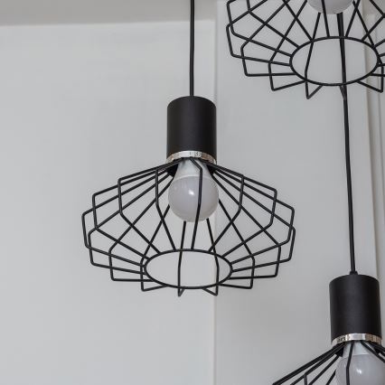 Luster na sajli SOLANO 3xE27/15W/230V crna/sjajni krom