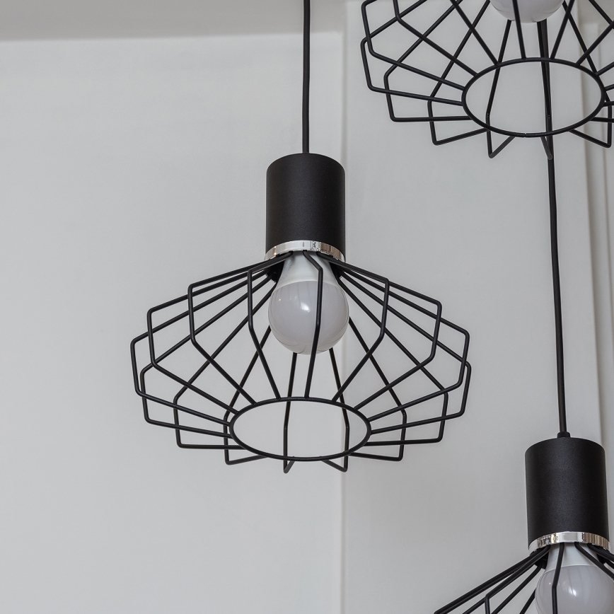Luster na sajli SOLANO 3xE27/15W/230V crna/sjajni krom