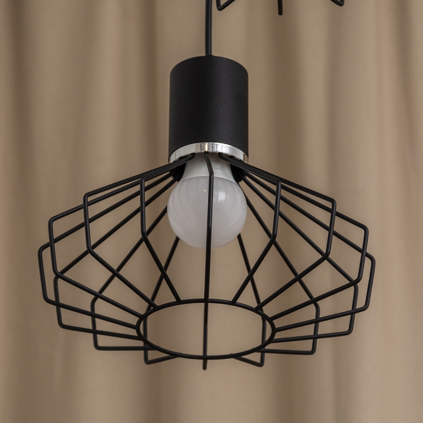 Luster na sajli SOLANO 3xE27/15W/230V crna/sjajni krom